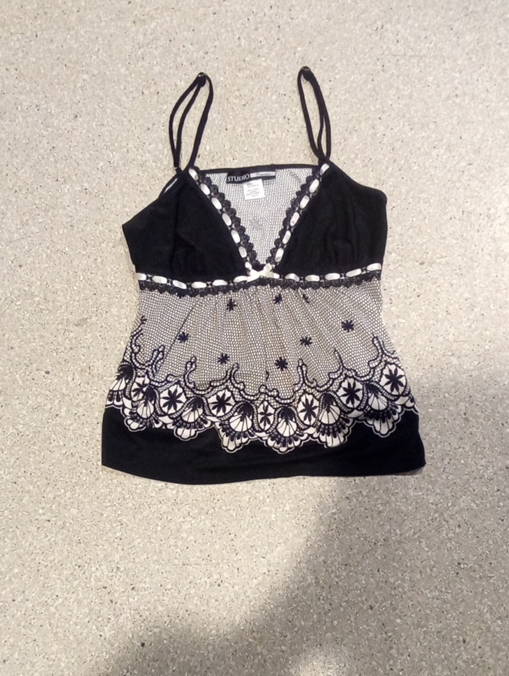 #758 Studio 1940 Black and White Tank Top